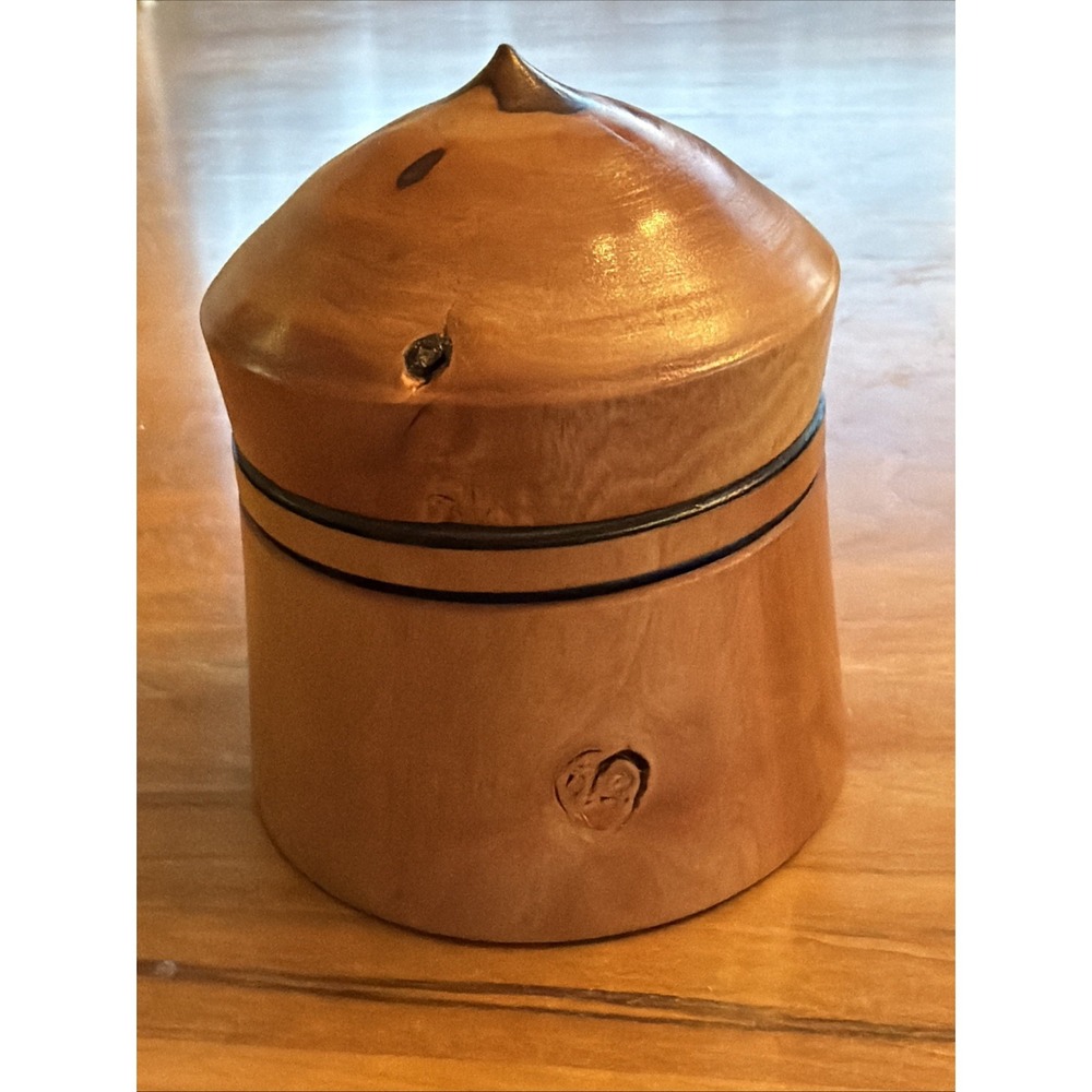 Hand Turned California Pepperwood With Knots Lidded Box Signed‎ & Dated 2024